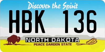 ND license plate HBK136