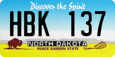 ND license plate HBK137