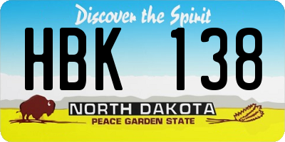 ND license plate HBK138