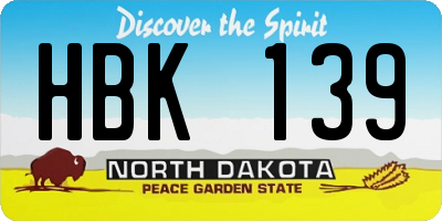 ND license plate HBK139