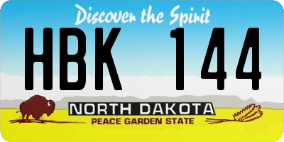 ND license plate HBK144