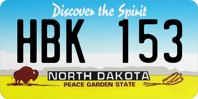 ND license plate HBK153