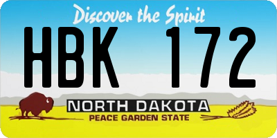 ND license plate HBK172