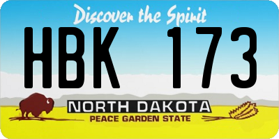 ND license plate HBK173