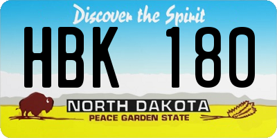 ND license plate HBK180