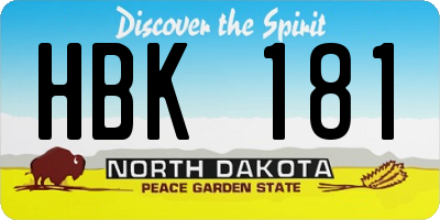 ND license plate HBK181