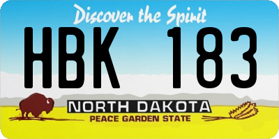 ND license plate HBK183