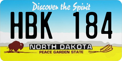 ND license plate HBK184