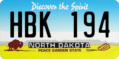 ND license plate HBK194