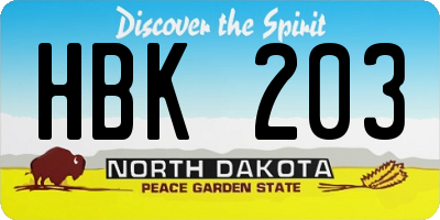 ND license plate HBK203