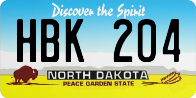 ND license plate HBK204