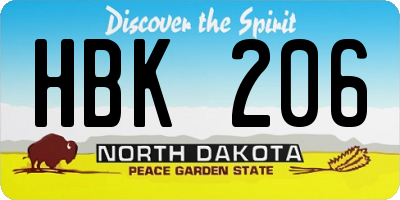 ND license plate HBK206