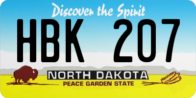 ND license plate HBK207