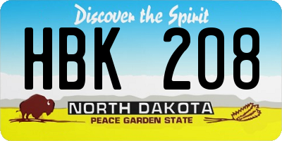 ND license plate HBK208