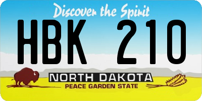 ND license plate HBK210