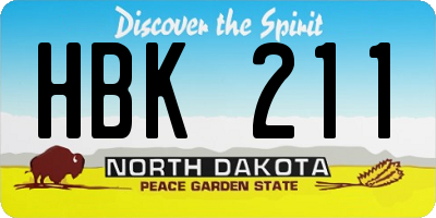 ND license plate HBK211