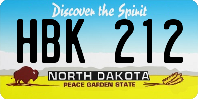 ND license plate HBK212