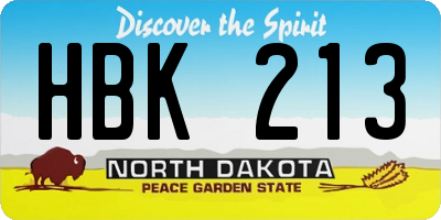 ND license plate HBK213