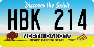 ND license plate HBK214