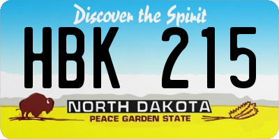 ND license plate HBK215