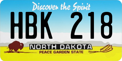 ND license plate HBK218