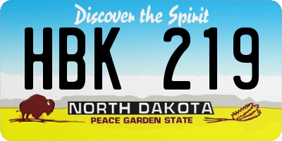 ND license plate HBK219