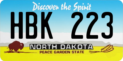 ND license plate HBK223
