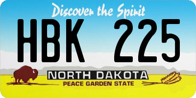 ND license plate HBK225