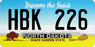 ND license plate HBK226