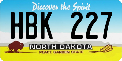 ND license plate HBK227