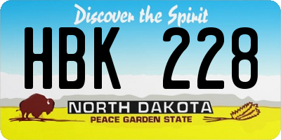 ND license plate HBK228