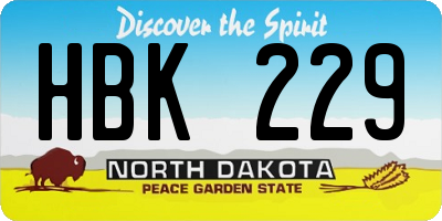 ND license plate HBK229