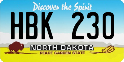 ND license plate HBK230