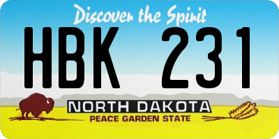 ND license plate HBK231