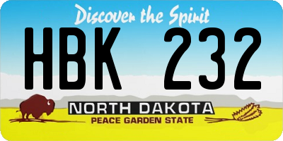 ND license plate HBK232