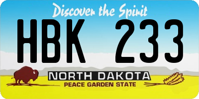 ND license plate HBK233