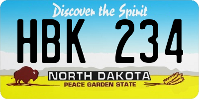 ND license plate HBK234