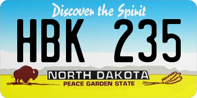 ND license plate HBK235