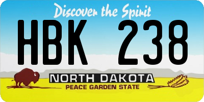 ND license plate HBK238