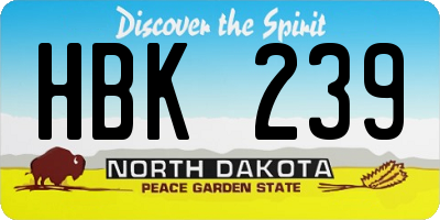 ND license plate HBK239