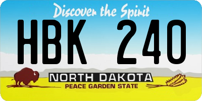 ND license plate HBK240