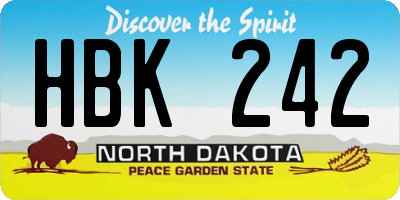 ND license plate HBK242