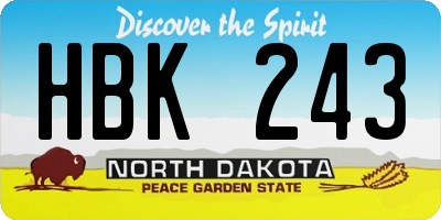 ND license plate HBK243