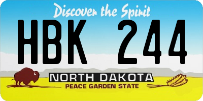 ND license plate HBK244