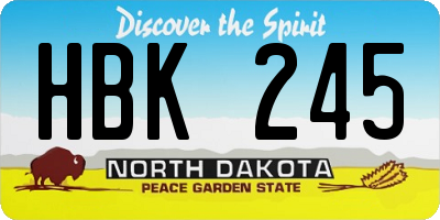 ND license plate HBK245