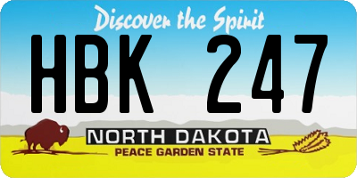 ND license plate HBK247