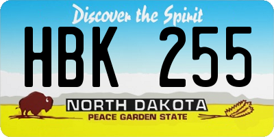 ND license plate HBK255