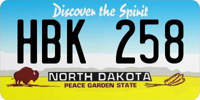 ND license plate HBK258