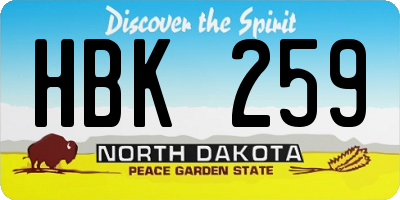 ND license plate HBK259