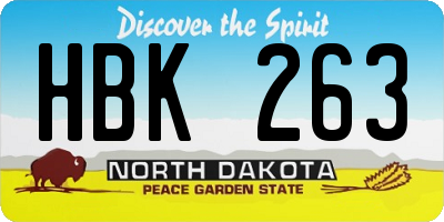 ND license plate HBK263